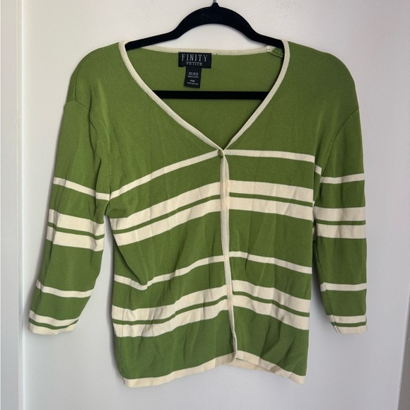Finity Sweaters - Finity Green and Cream Striped Sweater